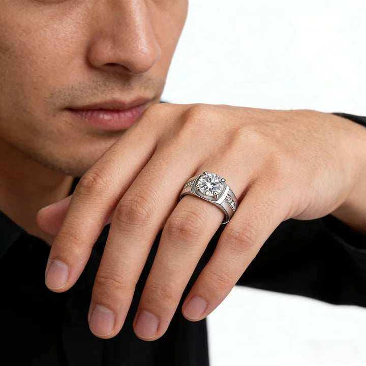 1Ct VVS1 Moissanite Ring Band | Rhodium Finish | 925 Sterling Silver