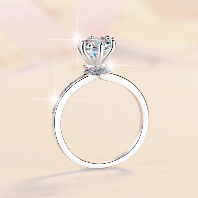 Round Brilliant Moissanite Solitaire Ring | 1ct–2ct VVS1 D Colour | GRA Certified | S925 Silver