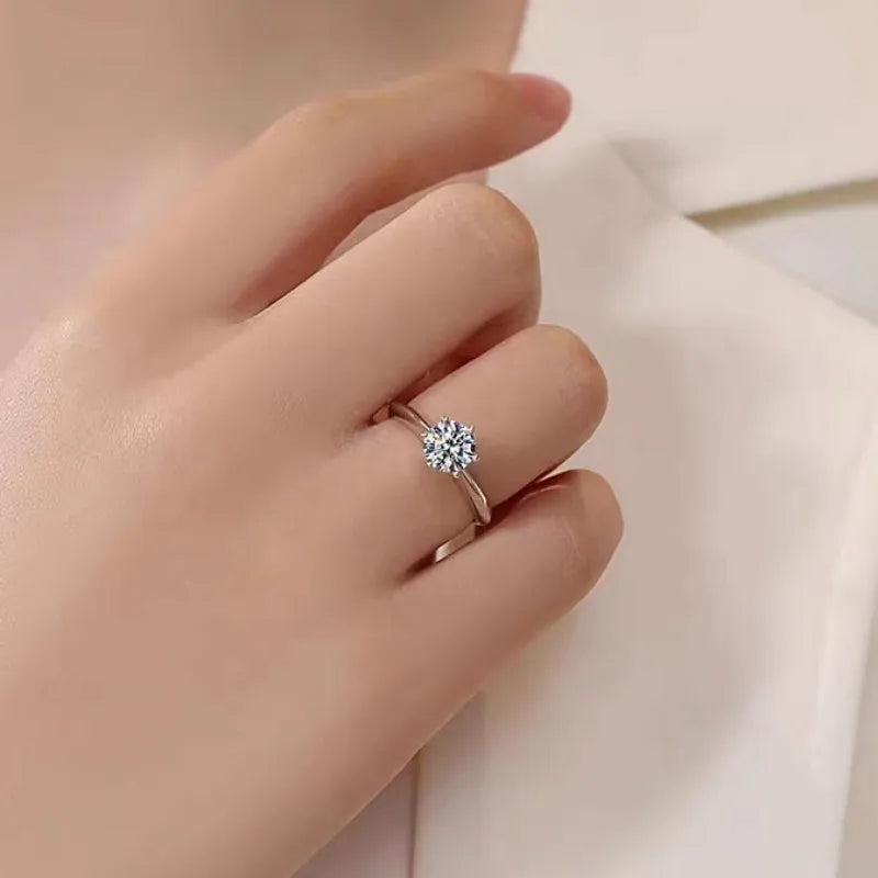 Six Claw Moissanite Solitaire Ring | 3ct VVS1 D Colour | GRA Certified | S925 Silver | Rhodium Plated