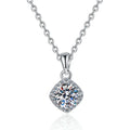Square Cut Coloured Moissanite Pendant Necklace | Rhodium Finish | S925 Sterling Silver | GRA Certified