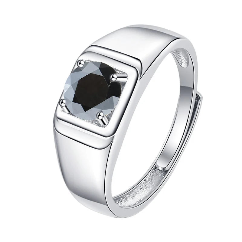 1CT Coloured Moissanite Prong Set Men's Ring | Rhodium Finish | S925 Sterling Silver | GRA Certified