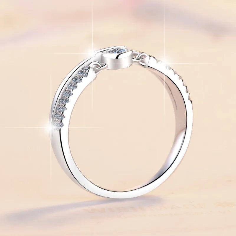 Minimalist 0.1CT Moissanite Bezel Ring – Rhodium Finish | S925 Sterling Silver | GRA Certified