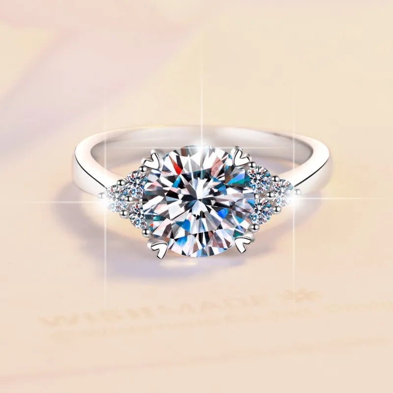 Four Heart Claw Moissanite Ring | GRA Certified | S925 Silver