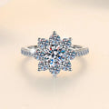 Round Brilliant Moissanite Flower Ring | 1ct–2ct VVS1 D Colour | GRA Certified | S925 Silver