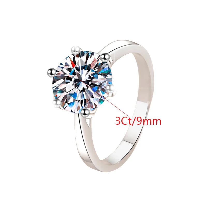Round Brilliant Moissanite Ring | 0.3ct–3ct VVS1 D Colour | GRA Certified | S925 Silver