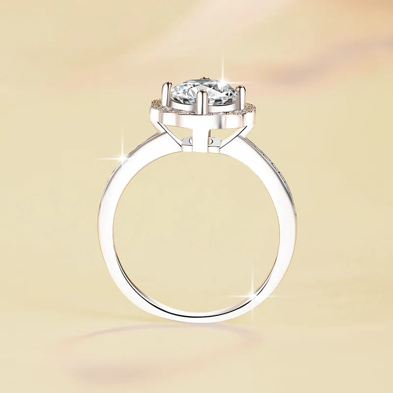 Round Brilliant Moissanite Claw Setting Ring | 1ct–2ct VVS1 D Colour | GRA Certified | S925 Silver