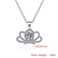 Moissanite Crown Pendant Necklace | Rhodium Finish | S925 Sterling Silver | GRA Certified
