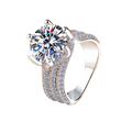 Six Claw Moissanite Solitaire Ring | 5CT | 925 Sterling Silver | Rhodium Finish | GRA Certified