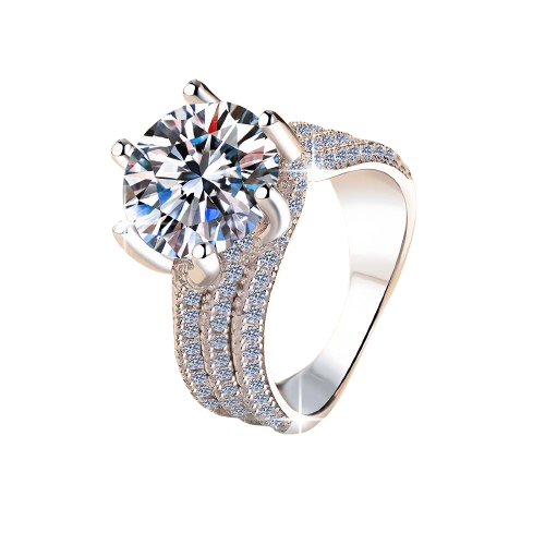 Six Claw Moissanite Solitaire Ring | 5CT | 925 Sterling Silver | Rhodium Finish | GRA Certified