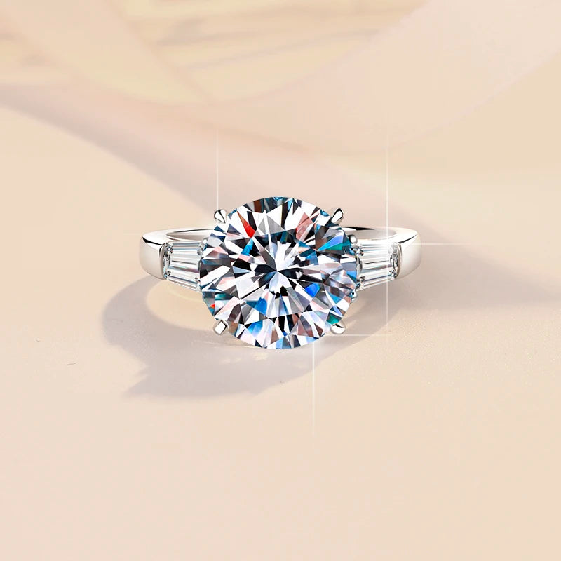 Three Stone Moissanite Ring | 5ct VVS1 D Colour | GRA Certified | S925 Silver | Platinum Plated