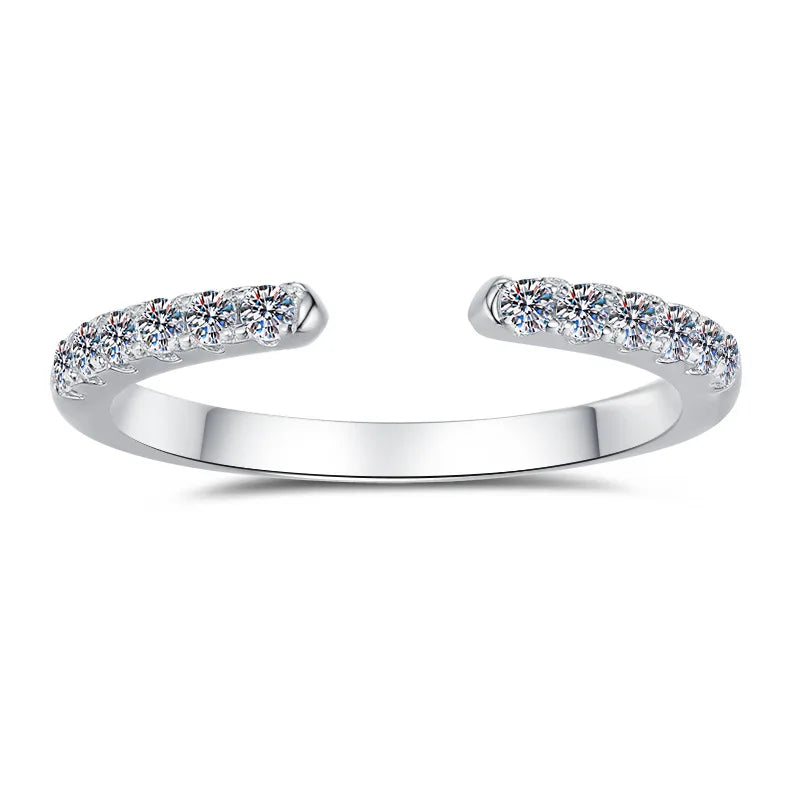 Full Moissanite Timeless Stackable Band Ring – Rhodium & Gold Finish | S925 Sterling Silver | GRA Certified