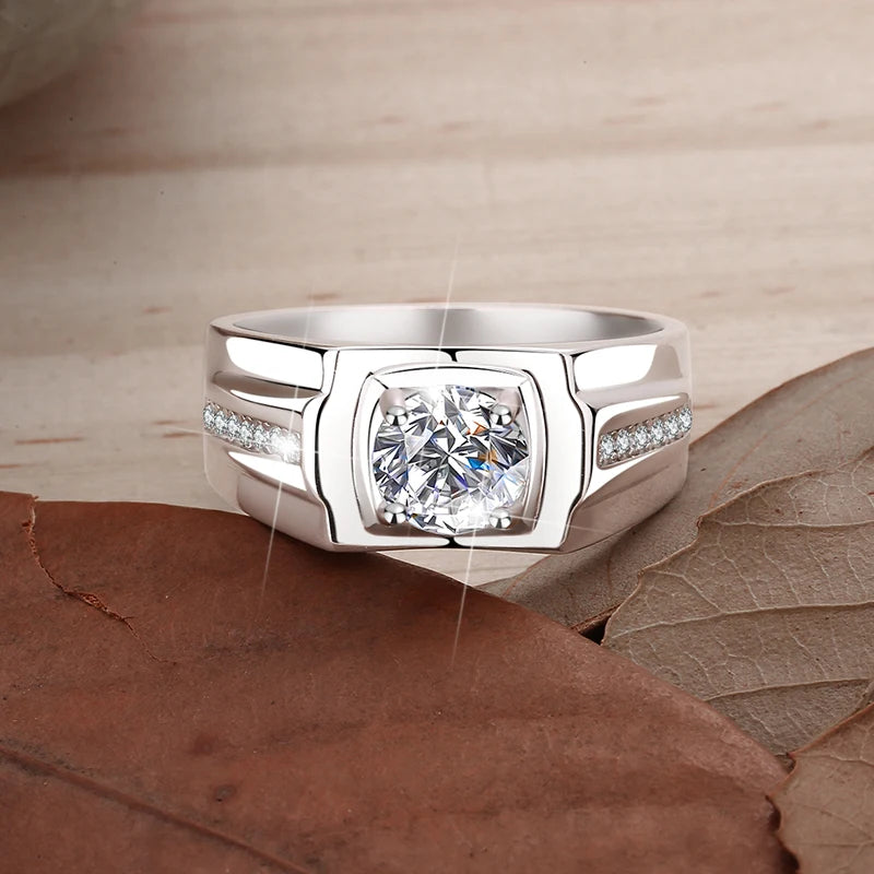 1Ct VVS1 Moissanite Ring Band | Rhodium Finish | 925 Sterling Silver