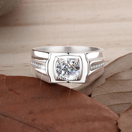 1Ct VVS1 Moissanite Ring Band | Rhodium Finish | 925 Sterling Silver