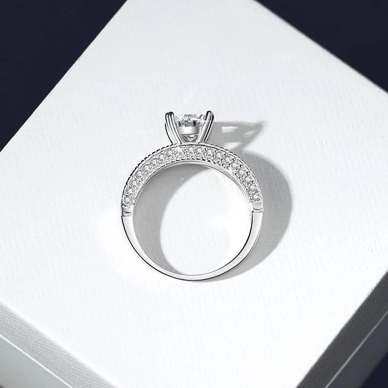 Princess Cut Moissanite Ring Band | 1.2ct VVS1 D Colour | GRA Certified | S925 Silver | Rhodium Plated