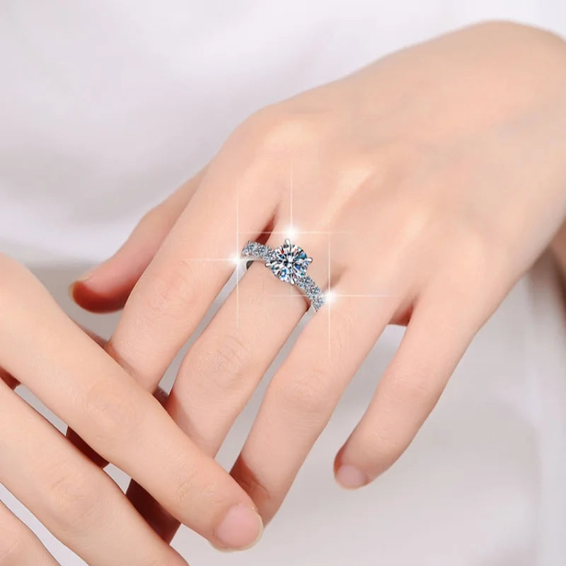 Round Brilliant 2ct Moissanite Stackable Ring | VVS1 D Colour | GRA Certified | S925 Silver