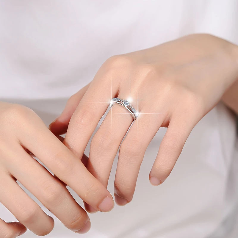Minimalist 0.1CT Moissanite Bezel Ring – Rhodium Finish | S925 Sterling Silver | GRA Certified