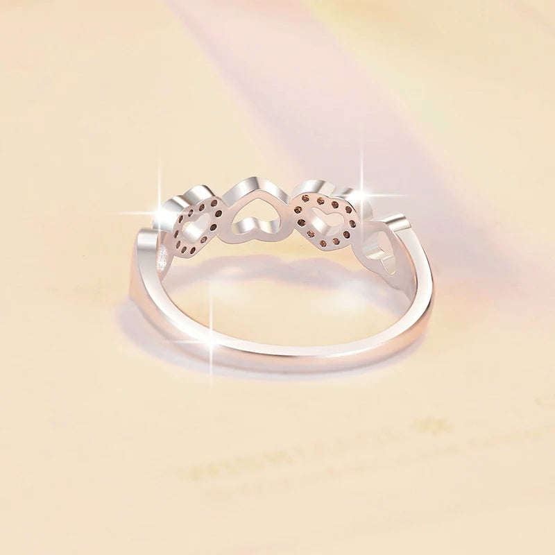 Hollow Heart Moissanite Stackable Ring – Rhodium Finish | S925 Sterling Silver | GRA Certified