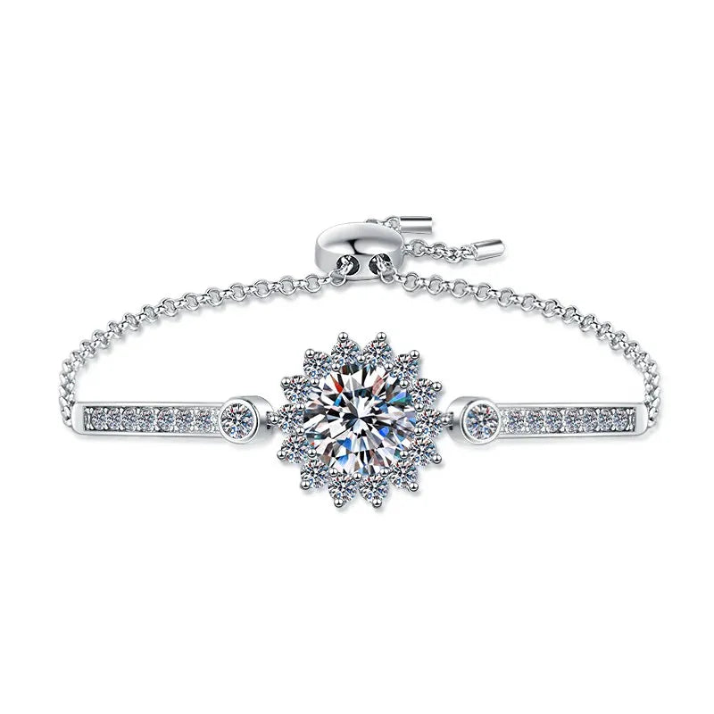 Luxurious Style Sunflower Shape S925 Sterling Silver 5carat VVs1 Diamond Moissanite Bracelet With GRA Certificates of Women Gift-0