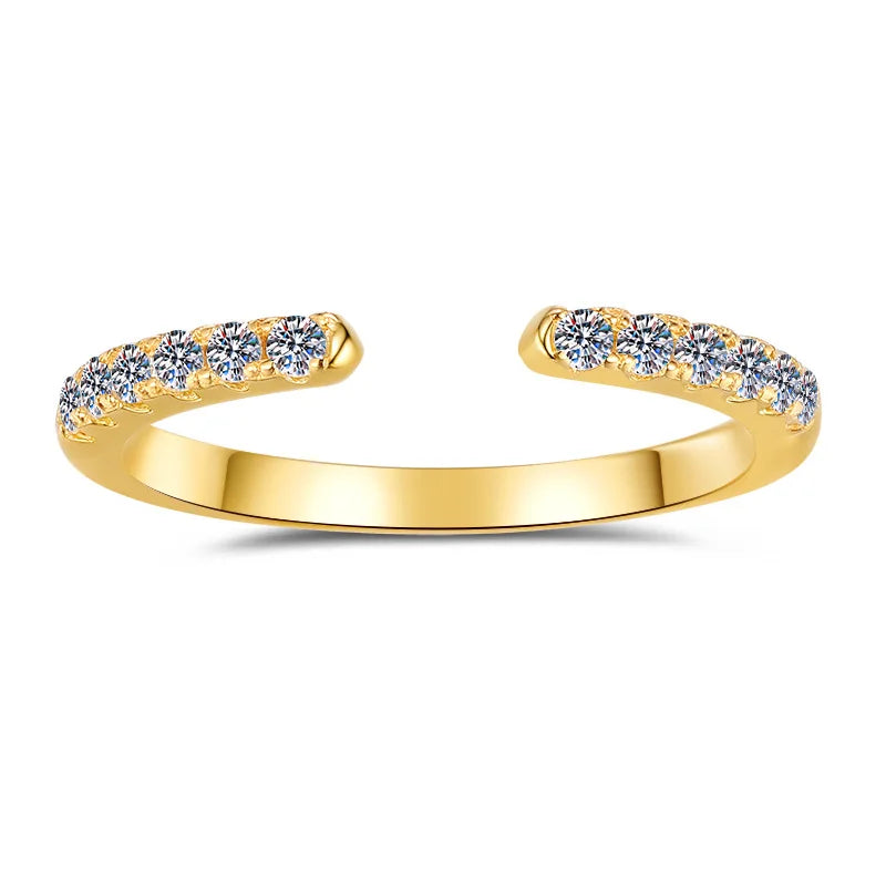 Full Moissanite Timeless Stackable Band Ring – Rhodium & Gold Finish | S925 Sterling Silver | GRA Certified