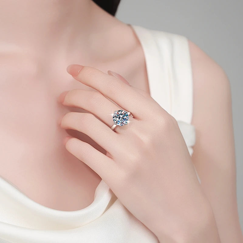 Four Claw Moissanite Engagement Ring | GRA Certified | S925 Silver