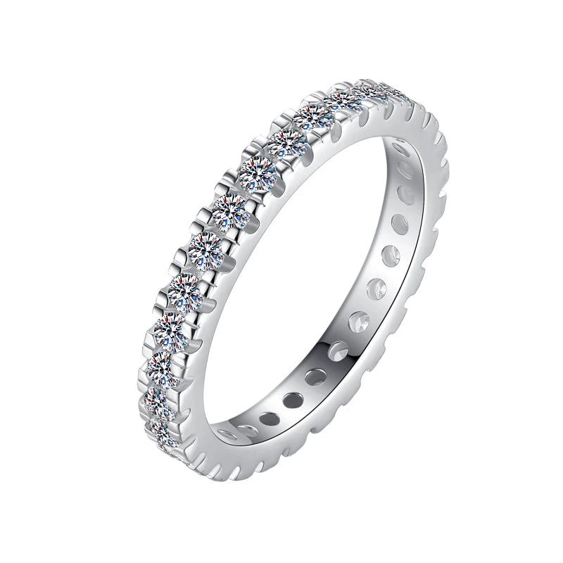 Minimalist 1CT Full Moissanite Everyday Ring – Rhodium Finish | S925 Sterling Silver | GRA Certified