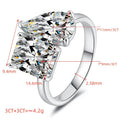 Two Stone Radiant Cut Moissanite Ring | 2CT+2CT & 3CT+3CT | 925 Sterling Silver | Rhodium Finish | GRA Certified