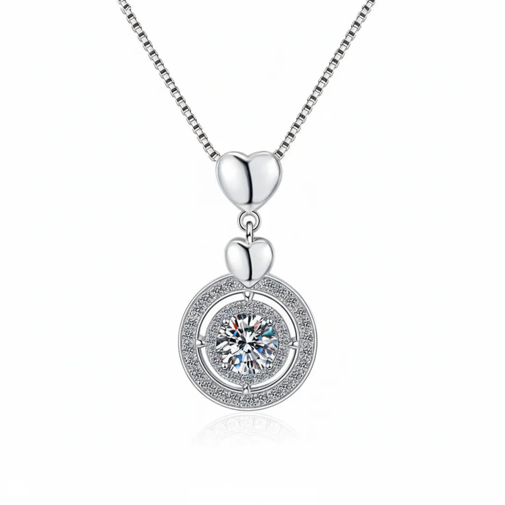 1CT S925 Fine Jewelry Diamond & Moissanite Necklace Pendant