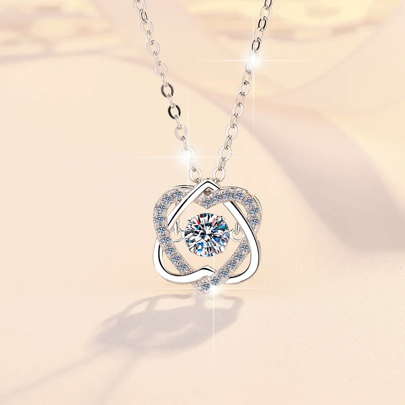 Heart Shape Moissanite Pendant Necklace | Rhodium Finish | S925 Sterling Silver | GRA Certified