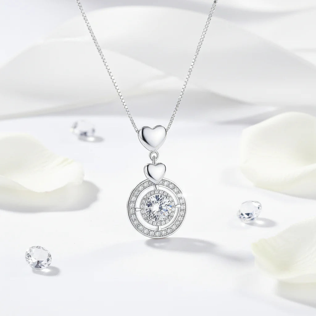 1CT S925 Fine Jewelry Diamond & Moissanite Necklace Pendant