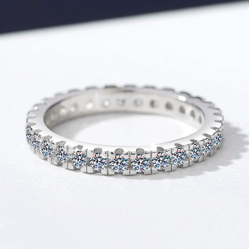 Minimalist 1CT Full Moissanite Everyday Ring – Rhodium Finish | S925 Sterling Silver | GRA Certified