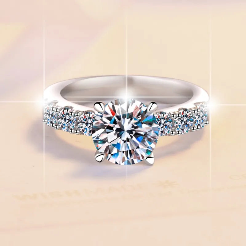 Round Brilliant 2ct Moissanite Stackable Ring | VVS1 D Colour | GRA Certified | S925 Silver