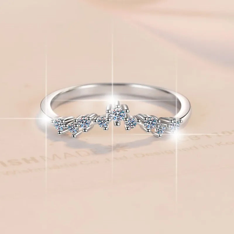 V-Letter Moissanite Eternity Band Ring – Rhodium Finish | S925 Sterling Silver | GRA Certified