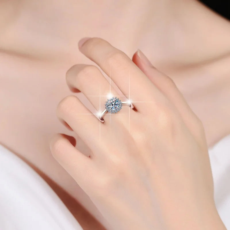 Round Brilliant Moissanite Band Ring | 1ct VVS1 D Colour | GRA Certified | S925 Silver