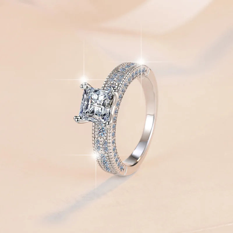 Princess Cut Moissanite Engagement Ring | 1.2ct VVS1 D Colour | GRA Certified | S925 Silver | Rhodium Plated