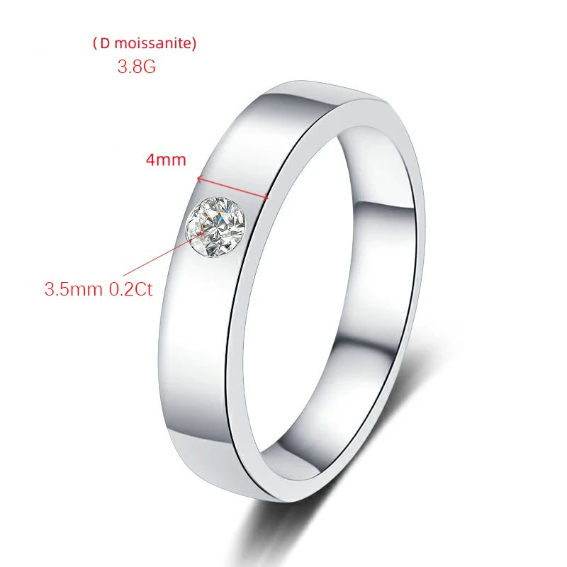 0.2CT Moissanite Solitaire Band Ring – Rhodium Finish | S925 Sterling Silver | GRA Certified