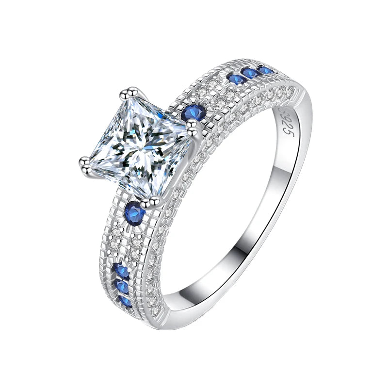 Princess Cut Moissanite Ring Band | 1.2ct VVS1 D Colour | GRA Certified | S925 Silver | Rhodium Plated