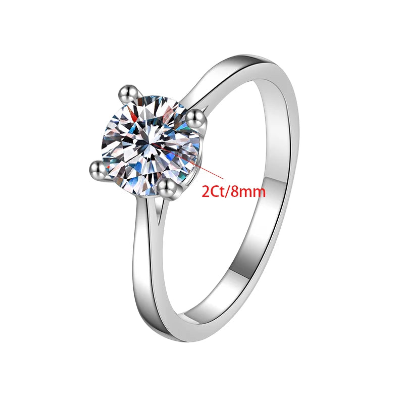 Round Brilliant Cut Moissanite Band Ring | GRA Certified | S925 Silver