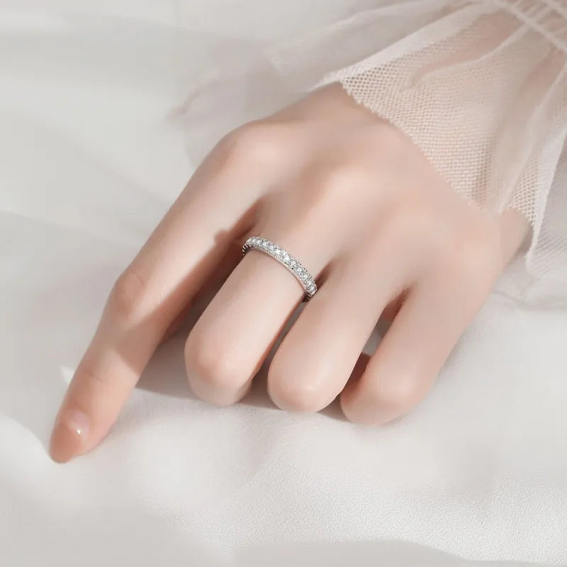 Minimalist 1CT Full Moissanite Everyday Ring – Rhodium Finish | S925 Sterling Silver | GRA Certified