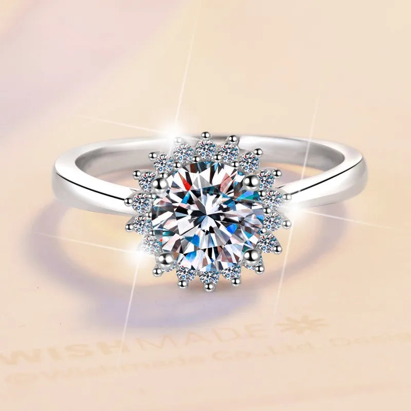Round Brilliant Moissanite Band Ring | 1ct VVS1 D Colour | GRA Certified | S925 Silver