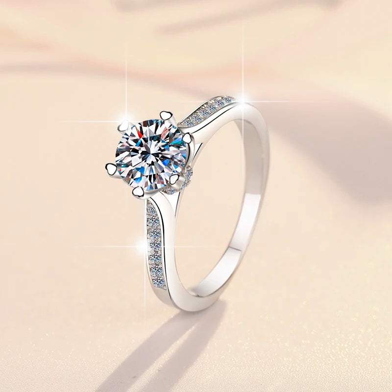 Round Brilliant Moissanite Minimalist Ring | 1ct VVS1 D Colour | GRA Certified | S925 Silver