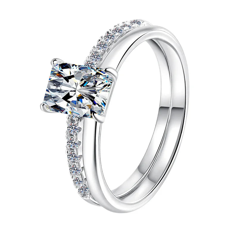 Radiant Cut Moissanite Stackable Ring | GRA Certified | S925 Silver