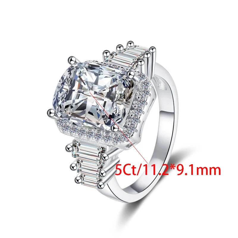 Cushion Cut Moissanite Solitaire Ring | 5CT | 925 Sterling Silver | Rhodium Finish | GRA Certified