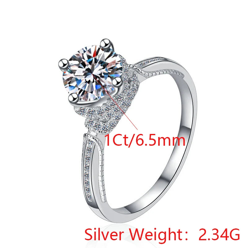 Round Brilliant Moissanite Claw Setting Solitaire Ring | 1ct VVS1 D Colour | GRA Certified | S925 Silver