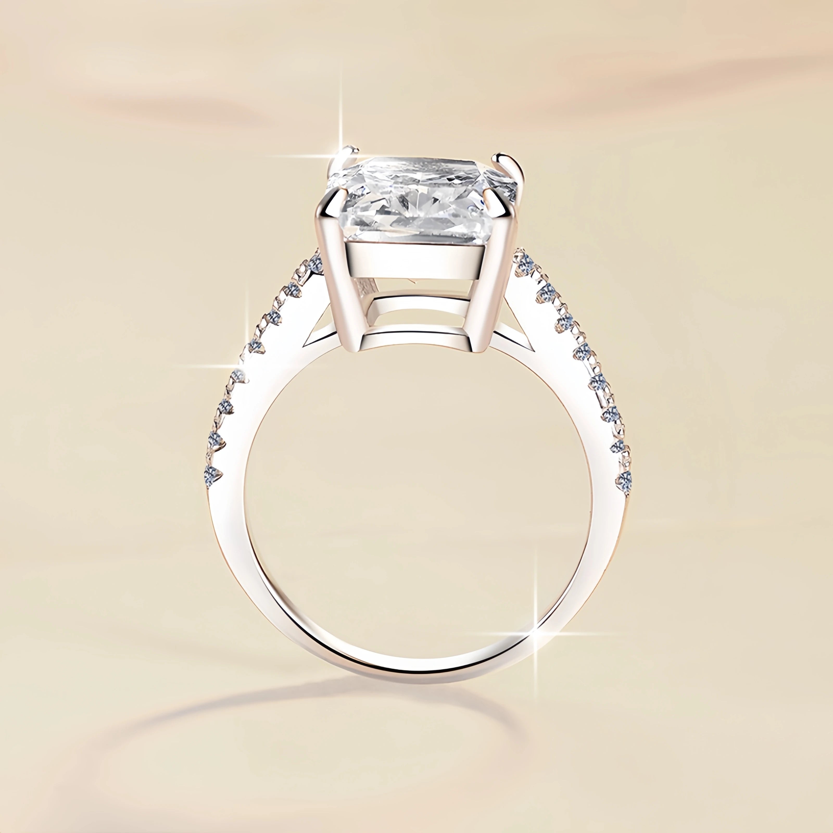 Radiant Cut Moissanite Engagement Ring | 2CT & 5CT | 925 Sterling Silver | Rhodium Finish | GRA Certified