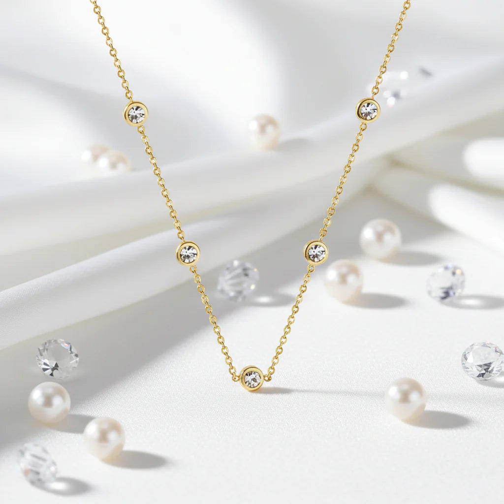 2.5 Carat Moissanite Bubble Chain Necklace | 925 Sterling Silver | Rhodium-Plated