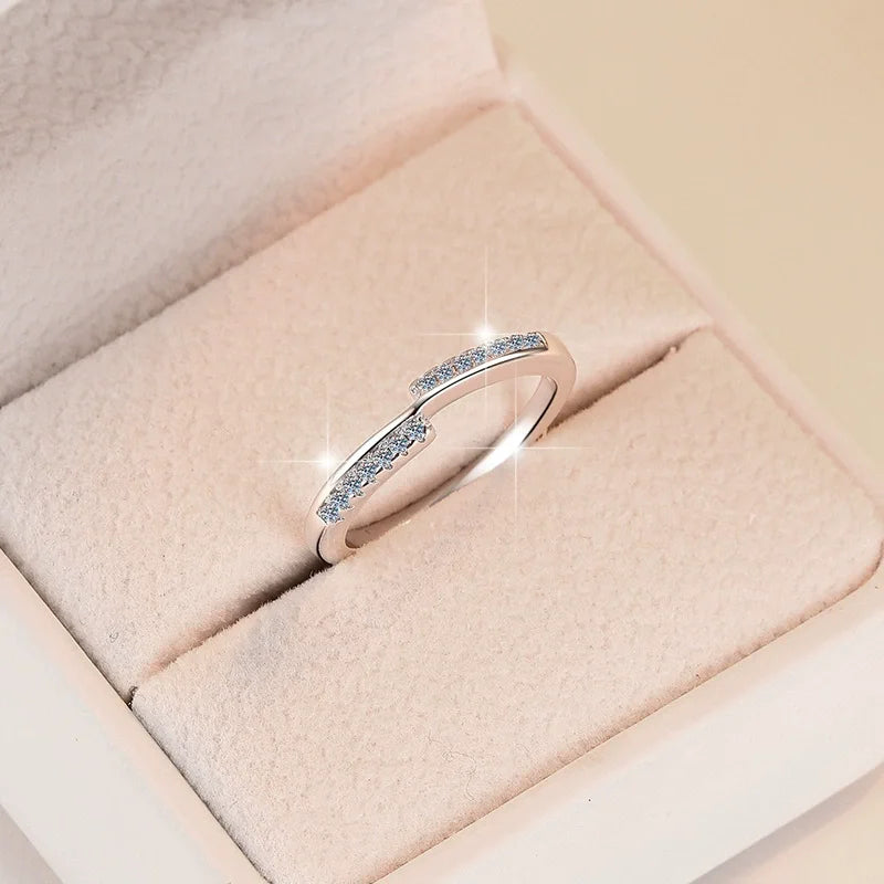 Möbius Strip Full Moissanite Stackable Band Ring – Rhodium Finish | S925 Sterling Silver | GRA Certified