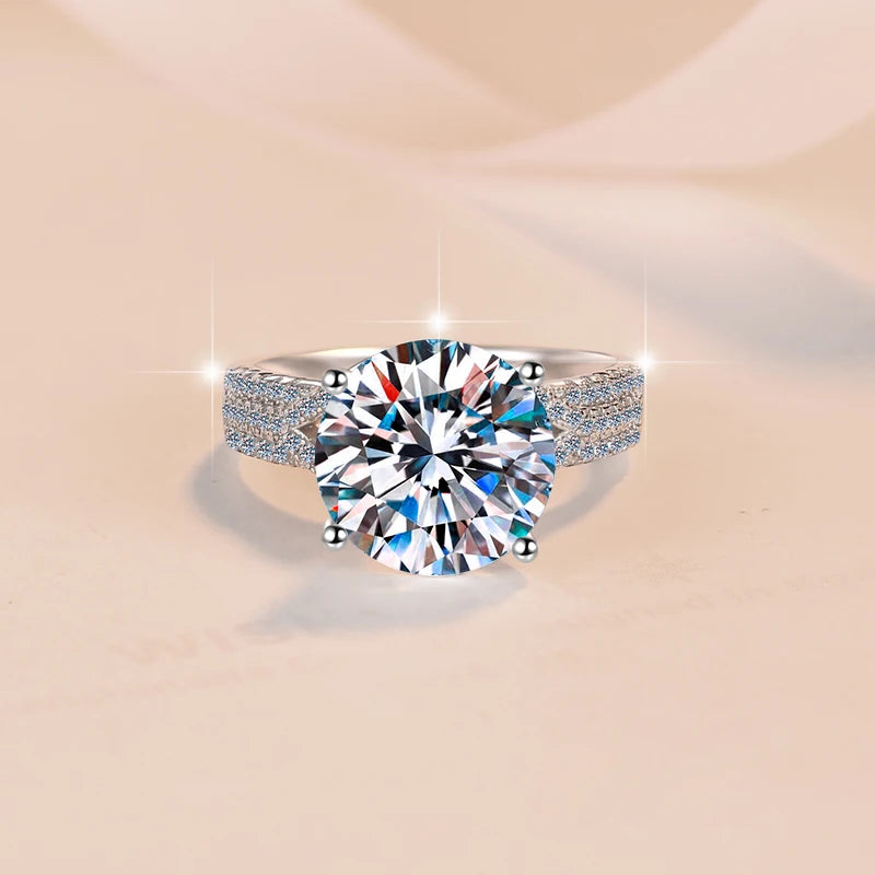 Four Claw Moissanite Solitaire Ring | 2ct & 5ct VVS1 D Colour | GRA Certified | S925 Silver | Rhodium Plated