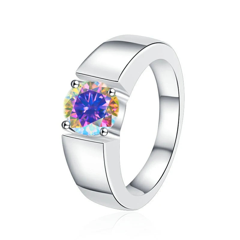 1Ct VVS1 Moissanite Solitaire Engagement Ring | Rhodium Finish | 925 Sterling Silver | GRA Certified