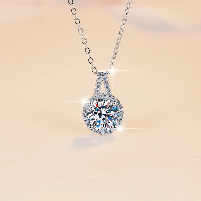 Watch Shape Moissanite Pendant Necklace | Rhodium Finish | S925 Sterling Silver | GRA Certified
