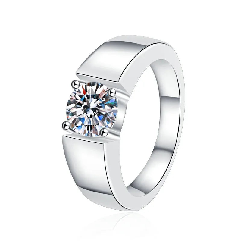 1Ct VVS1 Moissanite Solitaire Engagement Ring | Rhodium Finish | 925 Sterling Silver | GRA Certified